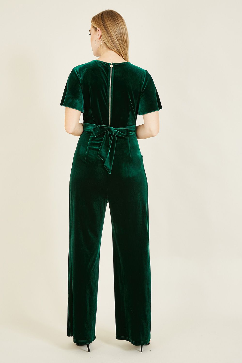 Jumpsuits Green Angel Sleeve Velvet Jumpsuit Yumi