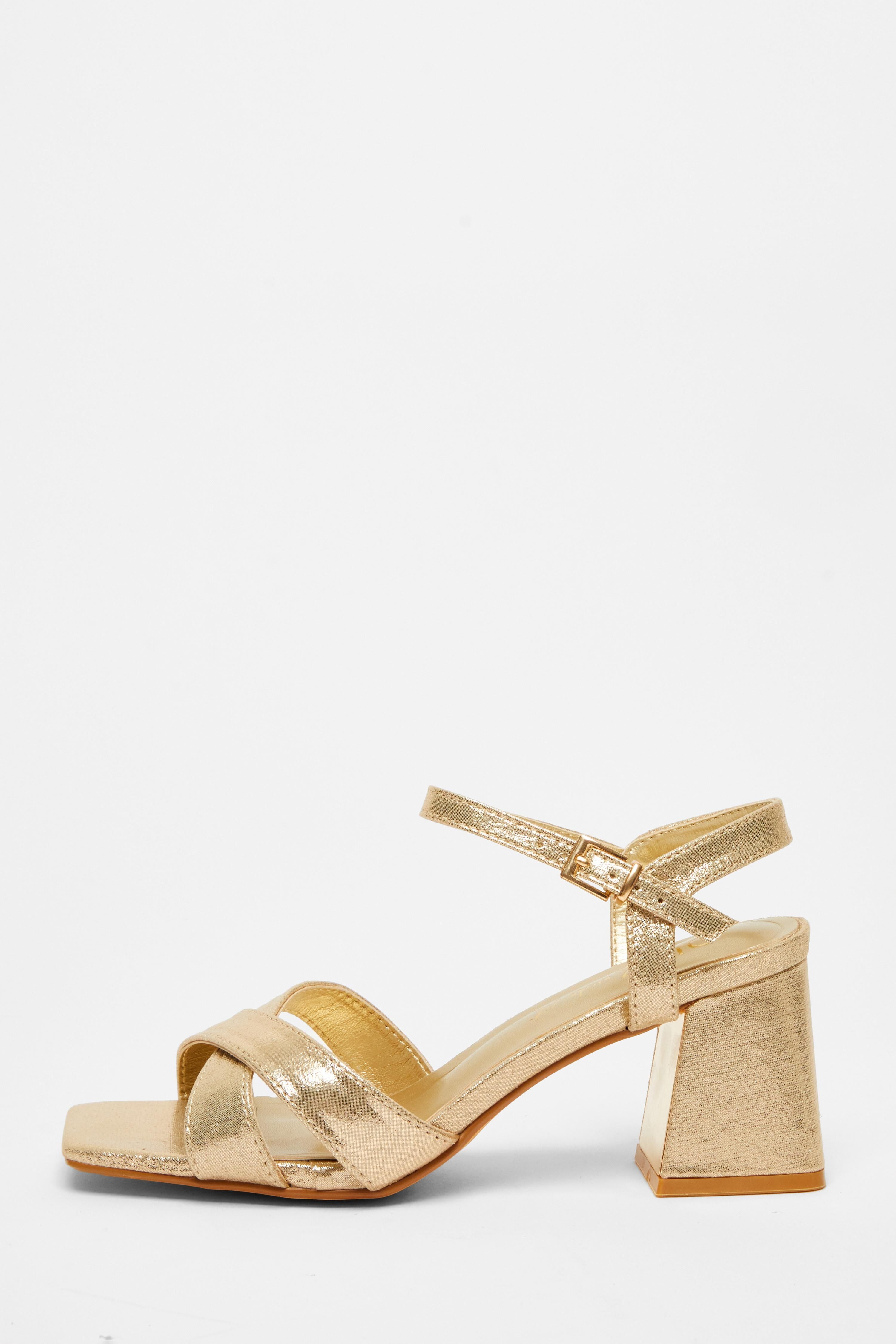 Heels Gold Wide Fit Heeled Sandals Quiz